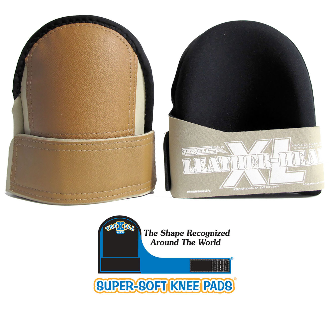 Troxell Super Soft Knee Pads Leather Head - Large
